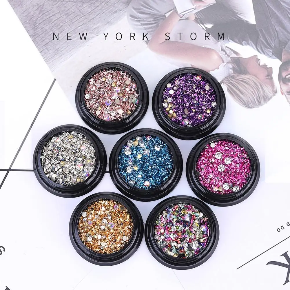 

Beautiful DIY Nail Art Tips 3D Crystal Glitter Rhinestone Nails Art Decorations Design Colorful Acrylic Diamond Nail Drill