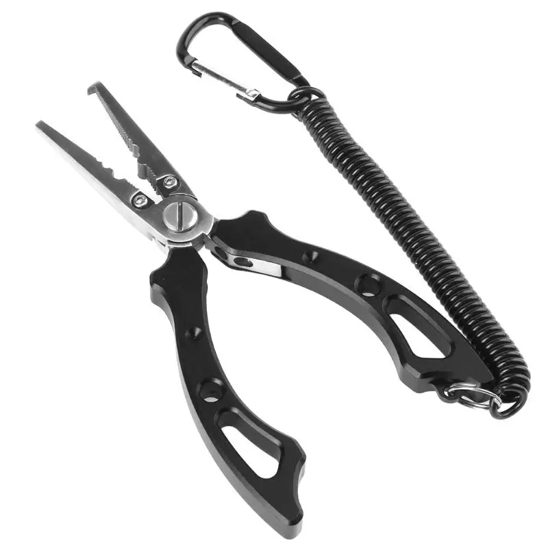 

NEW Aluminum Alloy Fishing Pliers Split Ring Cutters Fishing Holder Tackle with Sheath & Retractable Tether Combo Hooks Remover
