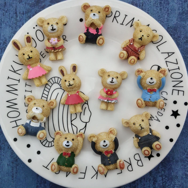 

11 pcs cute bear set fridge magnet office photo message note sticker White board strong neodymium refrigerator magnets home deco