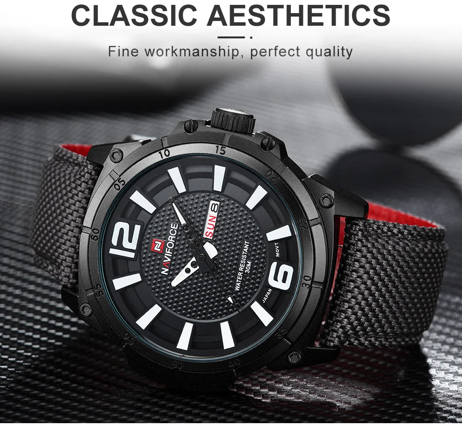 NAVIFORCE Mens Watches Top Brand Luxury Men Fashion Business Quartz Watch Male Nylon Strap Wristwatch with Date and Week Display