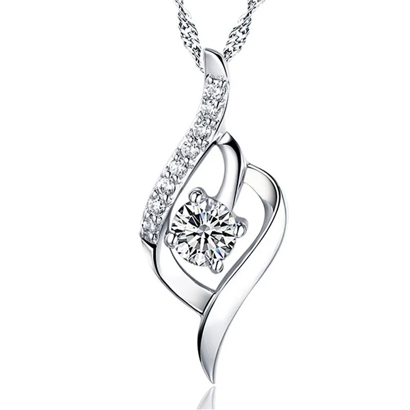 

Sterling Silver Jewelry Wholesale Zircon Diamond Pendant for Women clavicle Necklace Pendant Female Free 18inches Chain S925