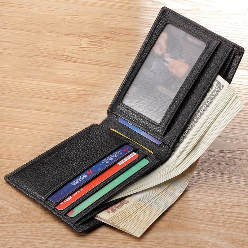 

Genuine Leather Men's Wallet Brand High Quality Design Purse Coin Pocket Wallet Men's Gift Card Holder Men's Short Wallet