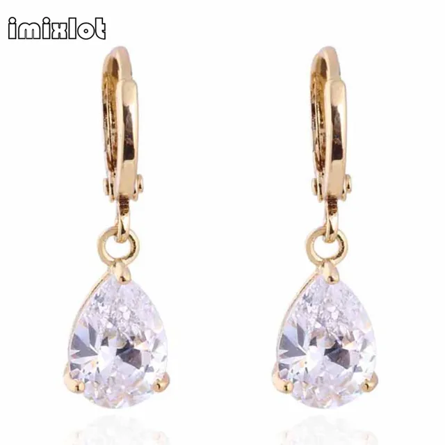 Imixlot New Arrivals Top Quality Gold Color Plain Cubic Zirconia Imixlot New Arrivals Top Quality Gold Color Plain Cubic Zirconia Teardrop Hoop Earrings Fashion Party Costume
