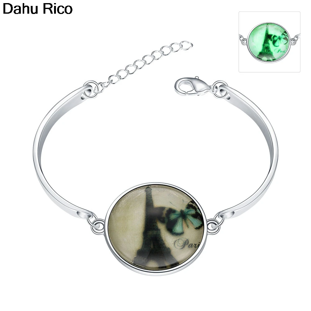 Fluorescentes de noche iluminador bransoletka pulsera de cristal dijes color plata transparente lote fantaisie Dahu Rico pulseras|Pulseras de amuleto| AliExpress