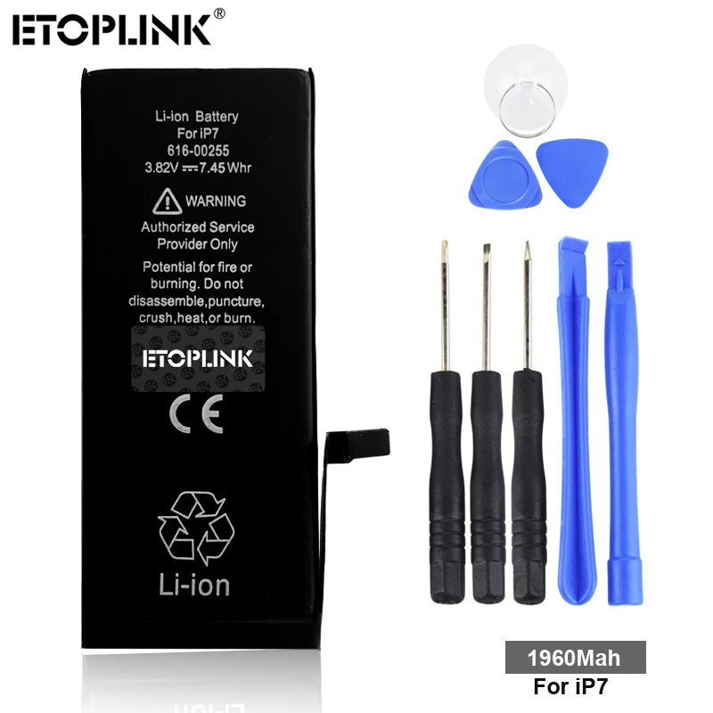 

Original ETOPLINK Battery For Apple iPhone 7 1960mAh Mobile Phone Replacement Li-ion Battery Free Repair Tools Retail Package
