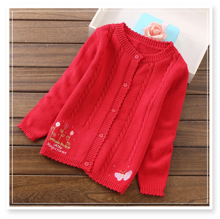 Модные кардиганы для девочек, детская одежда, Свитера для девочек 2-6 лет, C8066 - Цвет: red