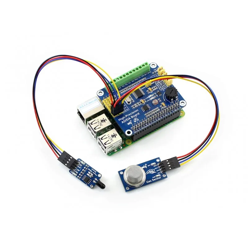 

Waveshare высокоточная AD/DA Плата расширения ADS1256 DAC8552 на плате поддерживает Raspberry Pi 3B +/3B/ 2B / A + /B +