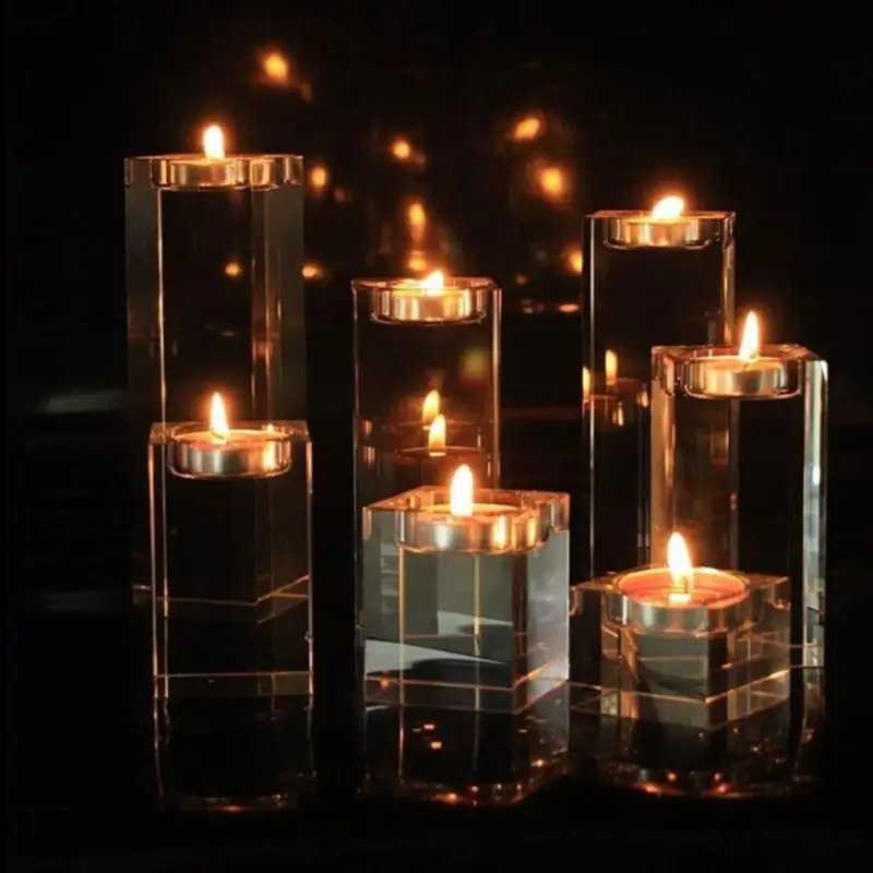 Религиозный подсвечник квадратный белый кристалл Подсвечники Tealight для дома Свадебная вечеринка украшения канделябры центральные элементы