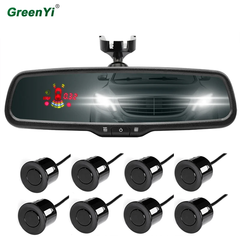 

GreenYi new original bracket interior rearview mirror monitor with front and rear parking sensor 8 PCS 22 mm sensor