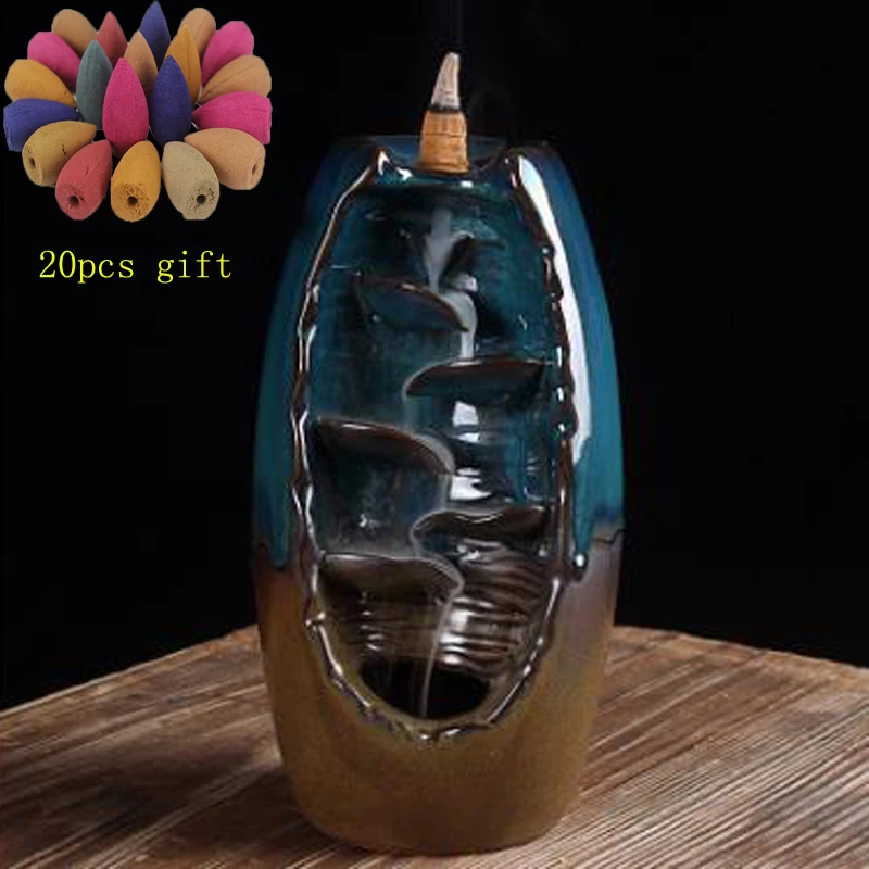 

Incense Cones Backflow Ceramic Incense Burner Aromatherapy Furnace Smell Aromatic Home Office Incense Burners