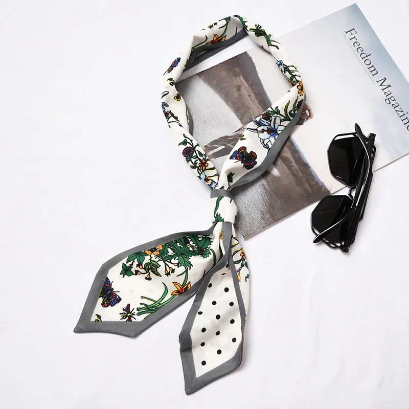 

Women Small Silk Scarf Fashion Floral Stripe Bandana Stylish Headband Neck Wear Bag Decoration NEW [1293]