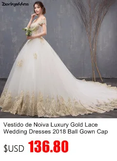 Vestido de Noiva Роскошные Дубай Золотое свадебное платье 2019 бальное платье принцесса свадебное платье, лиф сердечком кружево свадебное es Винтаж