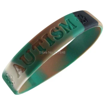 

200pcs camouflage autism wristband silicone bracelets free shipping by FEDEX
