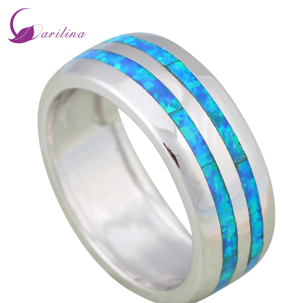 Fashion Rings For Women Blue Fire Opal Silver Color Bijoux Ring Size 6 7 8 9 10 R595 | Украшения и аксессуары
