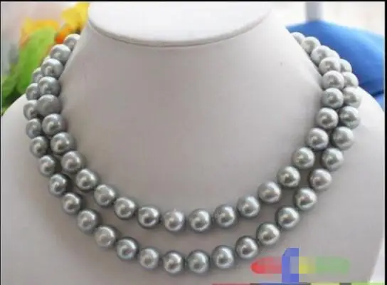 

FREE SHIPPING>@@> Hot sale new Style >>>>>HUGE REAL 32" 12mm ROUND GRAY PEARL NECKLACE