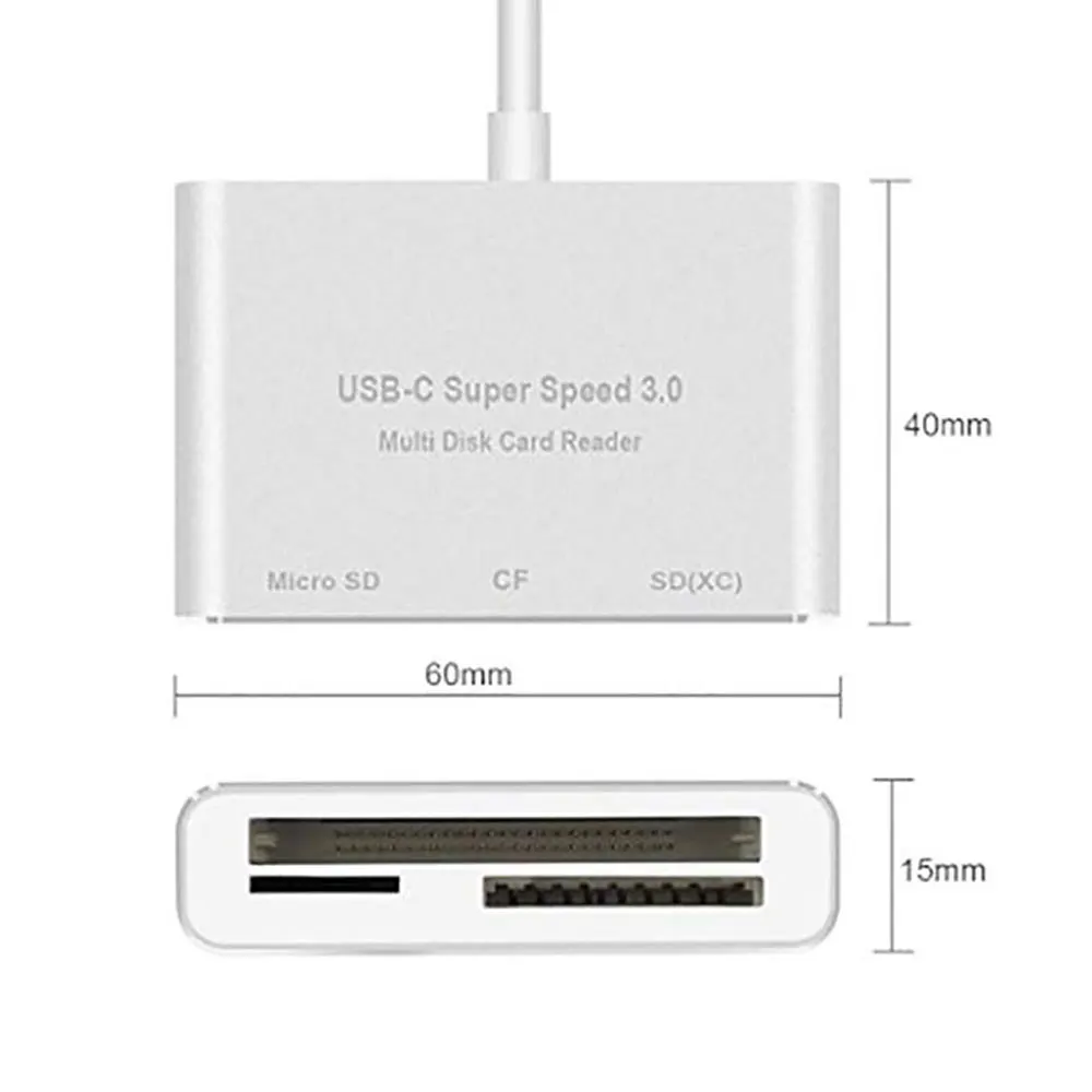 USB C 3,0 Card Reader Leadzoe Алюминий Тип C 3-слот флэш чтения карт памяти CF/SD/TF Micro SD/MD/MMC/SDHC/SDXC флэш карты