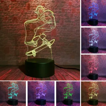 

3D Crazy Extreme Sports Skateboard Boy Skateboarding 7 Colors Change Night Lights Table Lamp LED Touch Smart Decor Xmas Toy Gift