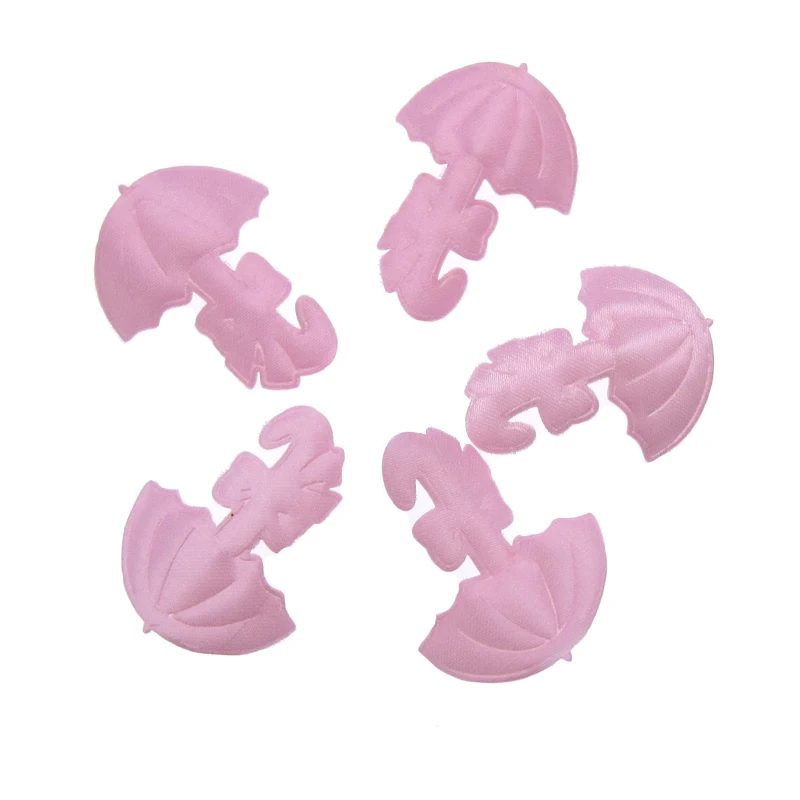 

180pcs Fabric Umbrella Baby Shower Favors Pink Girl Satin For Applique/trim/Craft/Decorations 32 x 36mm