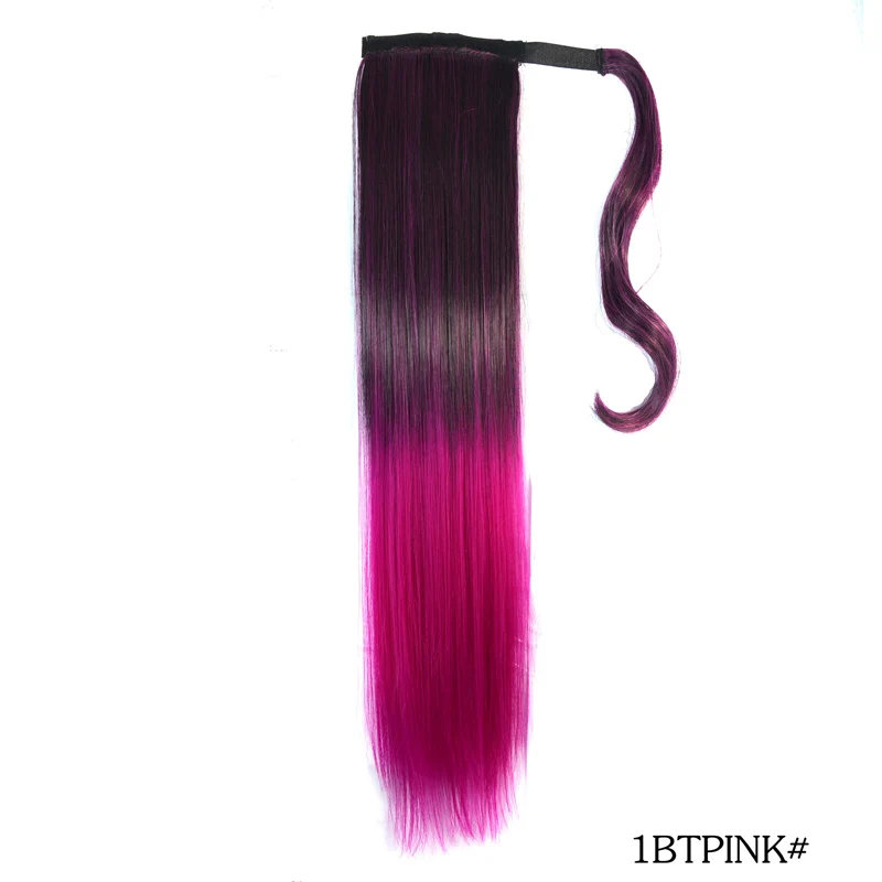 Jeedou синтетический конский хвост Омбре цвет обертывание вокруг конского хвоста прямые 2" 55 см 105 г Черный Зеленый Розовый Красный Фиолетовый волосы для наращивания