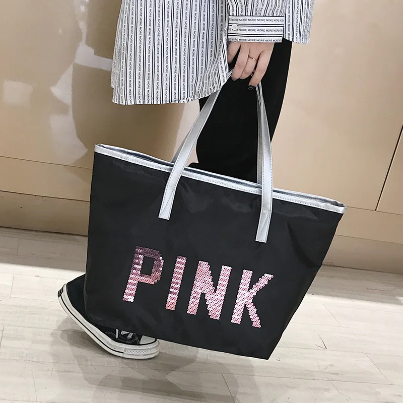 2019 New pink girl bag travel duffel bag women beach shoulder bag large capacity bags Travel Business Handbags