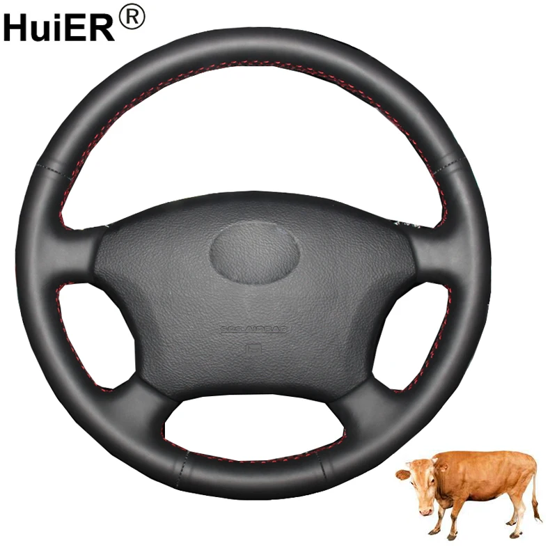 

Hand Sewing Car Steering Wheel Cover Top Cow Leather For Toyota Land Cruiser Prado 120 2004 - 2009 Land Cruiser 1995-2007 Tacoma