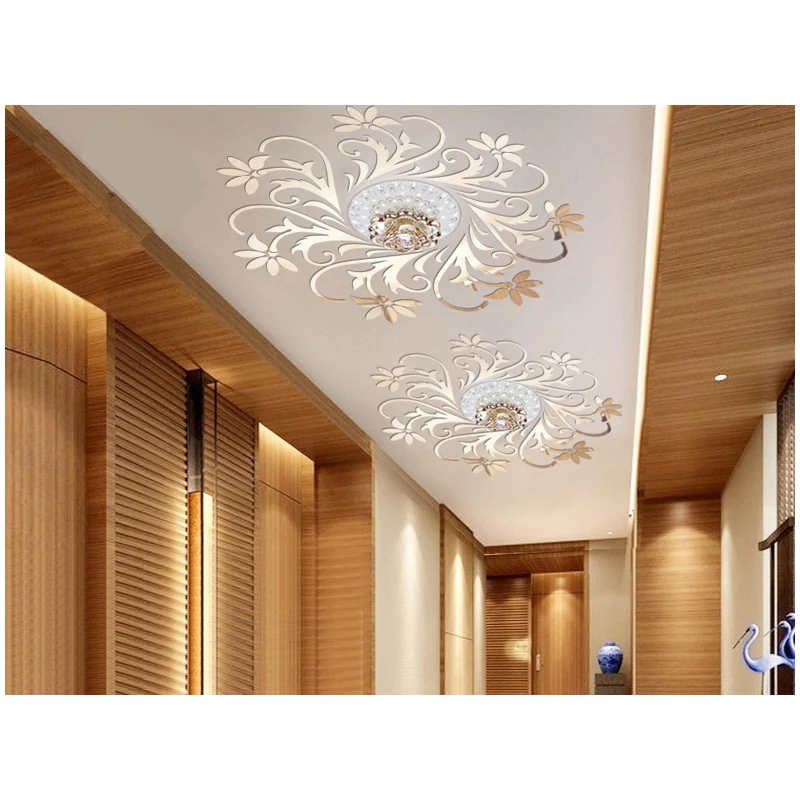 Ceiling decorations 3d acrylic mirror wall stickers european pattern
