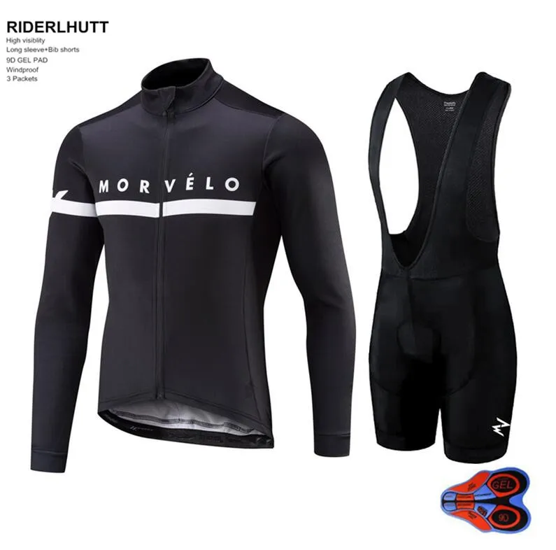2018 Morvelo Long Sleeve bib shorts sets Cycling Clothing Breathable