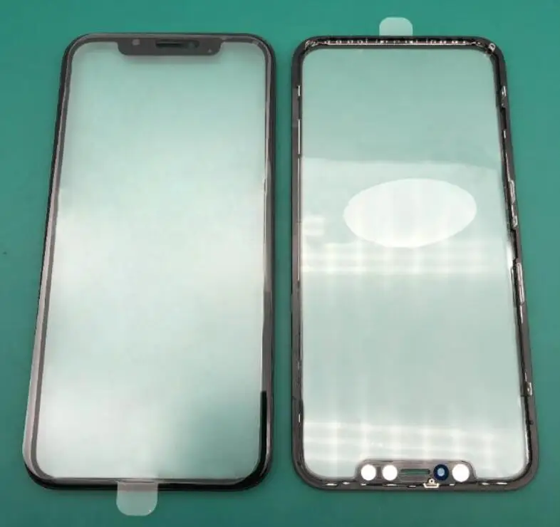 Для iPhone XR Высококачественная передняя стеклянная линза с рамкой + OCA пленка