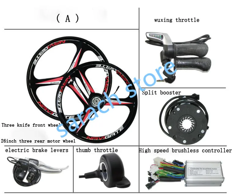 Discount E-BIKE 36V/48V YOUE three-knife Fornt Wheel and Rear Hub Motor Kits Electric Bike Conversion Kits electric bike motor with LCD5 5