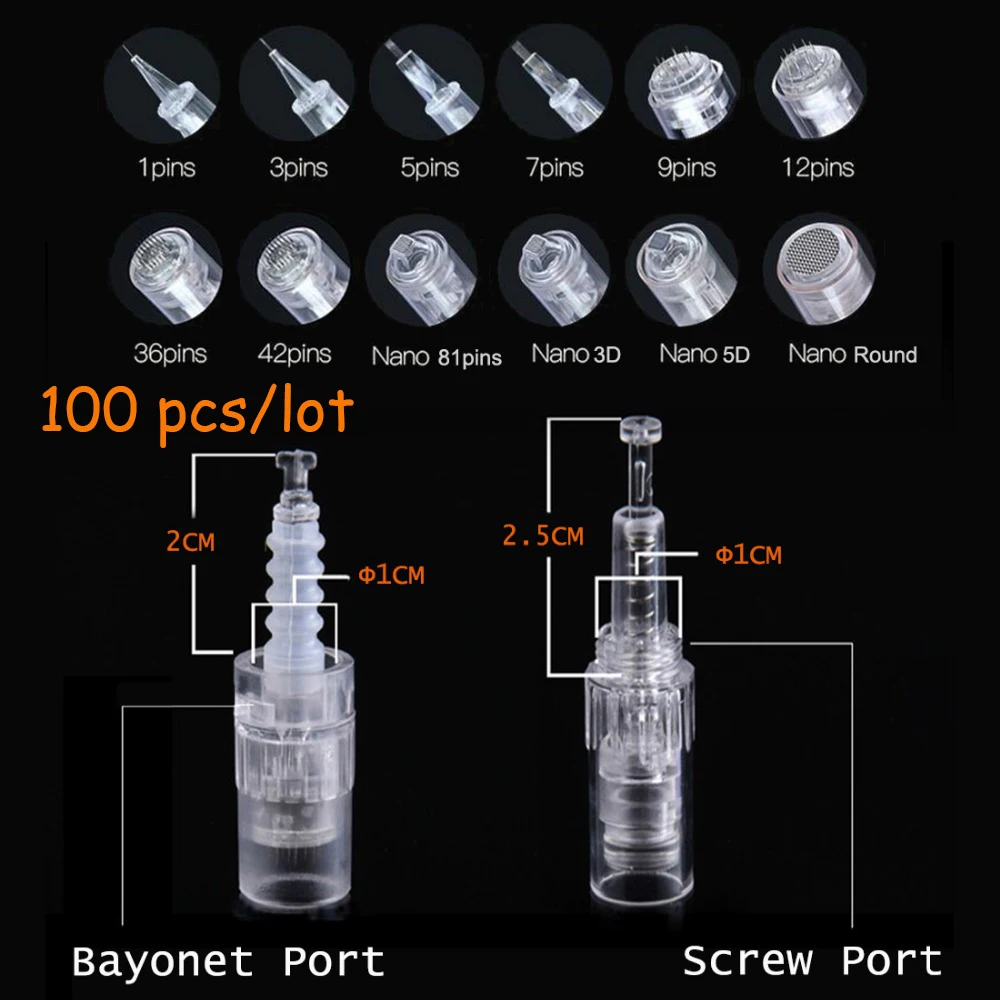 

100pcs Bayonet / Screw Cartridge Replacement For Derma Pen, Micro Nano Needles 12 / 36 / 42 / Nano Tattoo Needle
