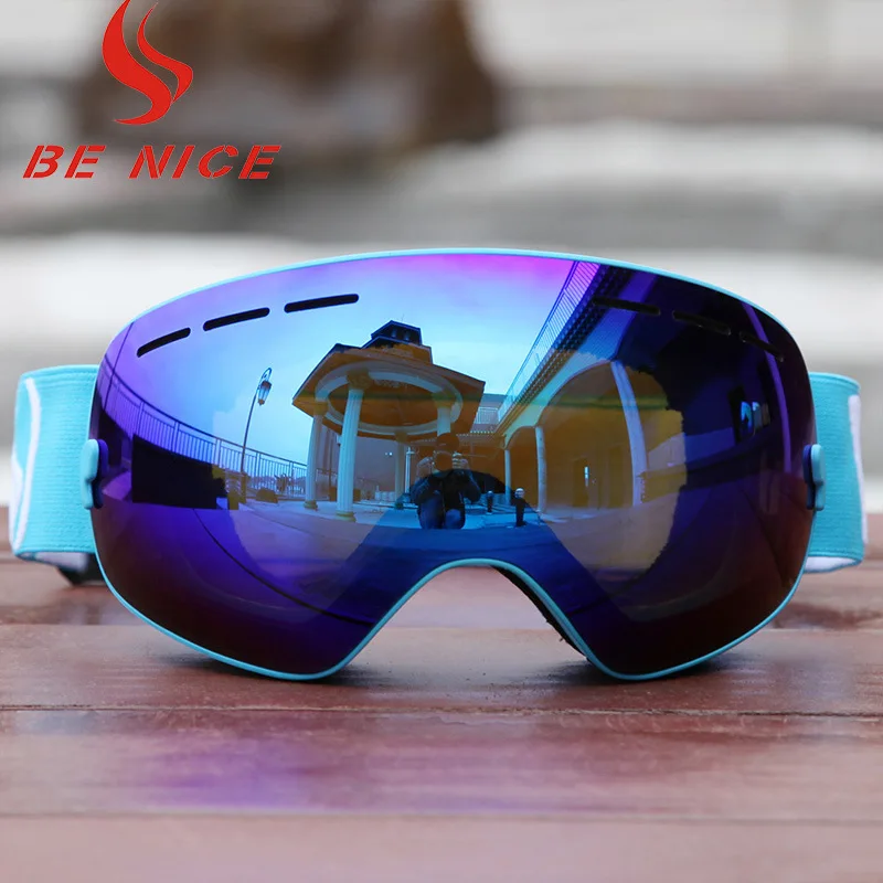 Benice Marca UV400 Gafas de Esquí Doble Lente Anti-vaho Para Adultos Mujeres Hombres Gafas de Nieve Snowboard Gafas de Esquí Snowboard Gafas