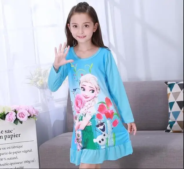 Retail Spring Autumn Big girls Nightgowns Pajamas kids long sleeved nightdress cute cartoon child female baby sleeping Underwear - Цвет: style 11