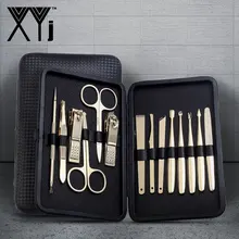 XYj Нержавеющая сталь маникюрный набор для ногтей набор 14 шт./компл. нейл-арта, инструменты для вышивки, маникюрный набор по уходу за ногтями Инструменты для педикюра Уход за лошадьми комплект с Чехол