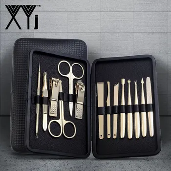 

XYj Stainless Steel Nail Clipper Kit 14 PCS/Set Nail Art Tool Sets Manicure Set Nail Care Tools Pedicure Grooming Kit with Case