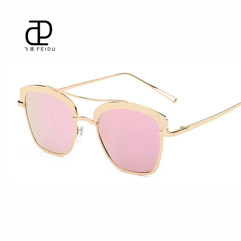 FEIDU Солнцезащитные очки "кошачий глаз", высокое качество, темные очки Tom Для женщин Брендовая дизайнерская обувь модных Ford глаз очки солнцезащитные очки мета-oculosl Withbox - Цвет линз: Brabie Pink lens