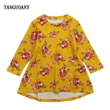 TANGUOANT/платье принцессы с длинными рукавами; Детский костюм с цветочным рисунком; Детские праздничные платья; одежда для маленьких девочек