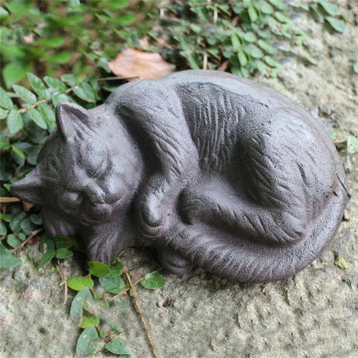 Кованая чугунная фигурка спящего кота сельская кошка животного домик двор