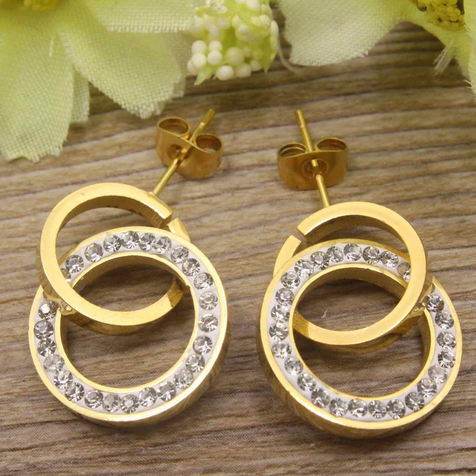 Комплект из колье серёг и нержавеющей стали|set drill|earring cuffset pc |