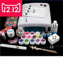 EM-123 free shipping Pro Full 36W White Cure Lamp Dryer & 12 Color UV Gel Nail Art Tools Sets Kits