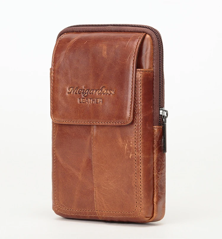 Мужские поясные сумки MEIGARDASS из натуральной кожи, поясная сумка для 5,5 дюймов, чехол для мобильного телефона, повседневный мужской кошелек, кошельки