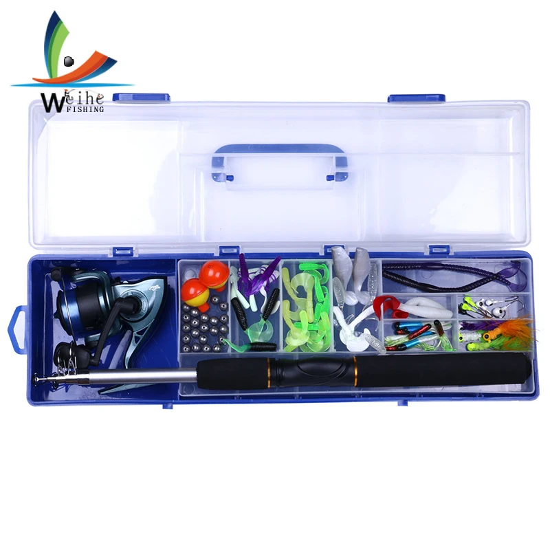 150 pcs 1.6m Telescopic Fishing Rod Reel Combo Full Kits KB200 Spinning Reel Pole With Top Water Lure Swivel Tool Set In Box