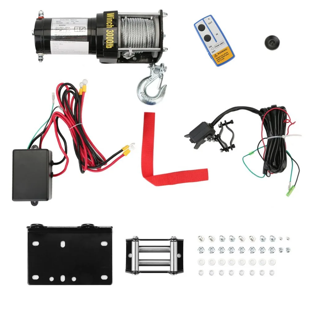 

Newest Professional Electric Winch 3000lb Load Capacity Car Auto Lift Winch With Control System Remote Control Car Accessories