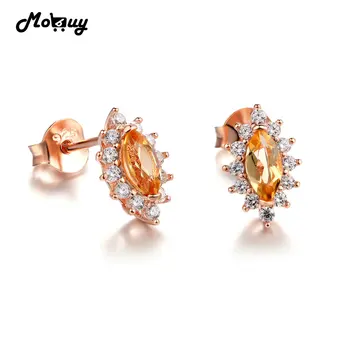 

MoBuy MBEI049 Marquise Natural Gemstone Citrine Stud Earrings 925 Sterling Silver Fine Jewelry Rose Gold Plated For Women