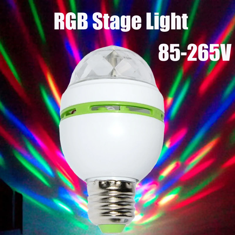 Auto Rotating RGB LED Bulb Stage Light E27 3W AC110V-220V Home Party Disco Lamp Dance Entertainment Decor Christmas lighting