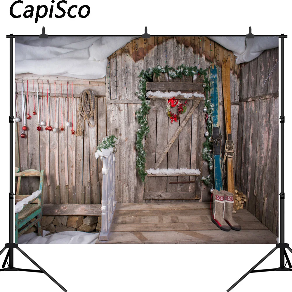 Capisco Рождественский фон для фотосъемки Снежный пейзаж пользовательский фото