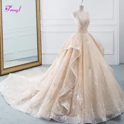 Fmogl Vestido de Noiva роскошное бисерное свадебное платье трапециевидной формы с v-образным вырезом, украшенное кристаллами, 2019 модное свадебное