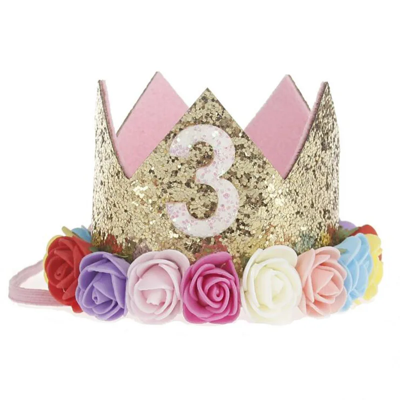 Цветок корона головная повязка для новорожденных золотой день рождения корона Диадема из цветов головная повязка для детей Вечеринка головной убор-лента для волос аксессуары подарок