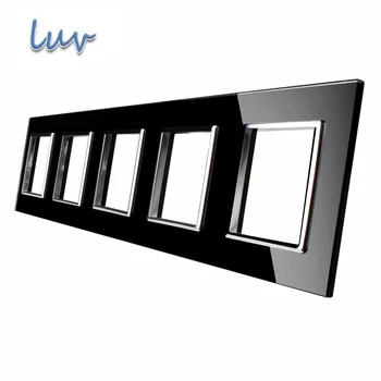 

Livolo Luxury Black Pearl Crystal Glass, 364mm*80mm, EU standard, Quintuple Glass Panel For DIY Wall Switch&Socket