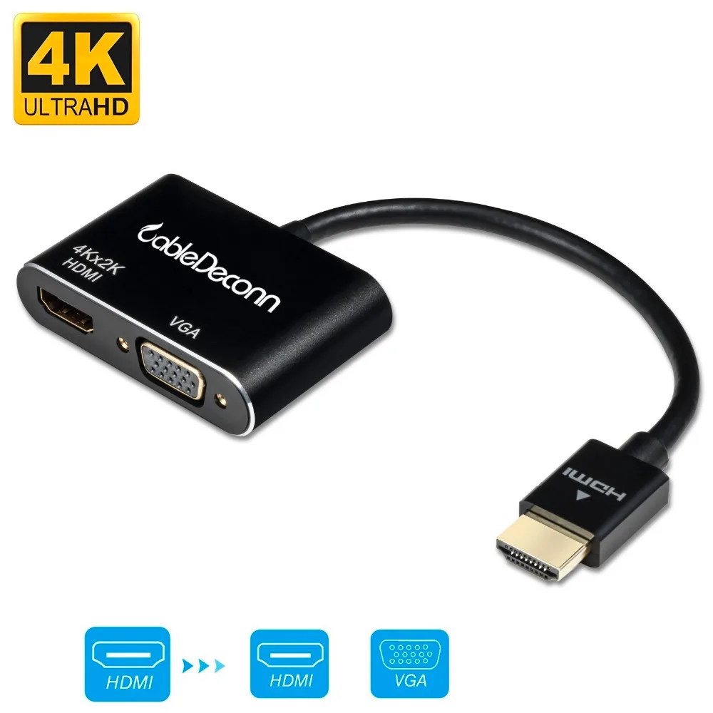 HDMI сплиттер к VGA Аудио конвертер Поддержка 4K для ноутбука HDTV кабель проектора