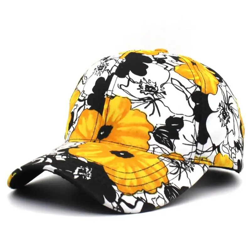 

2019 Cartoon flower print Casquette Baseball Cap Adjustable Snapback Hats for girl and women 221